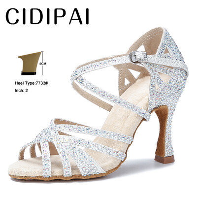 CIDIPAI Latin Dance Shoes Woman Salsa Performance Ballroom Spīdīgi deju apavi iekštelpu ballīšu apavi Zelta sieviešu kāzu apavi