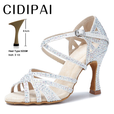 CIDIPAI Latin Dance Shoes Woman Salsa Performance Ballroom Spīdīgi deju apavi iekštelpu ballīšu apavi Zelta sieviešu kāzu apavi