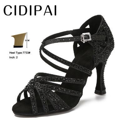 CIDIPAI Latin Dance Shoes Woman Salsa Performance Ballroom Spīdīgi deju apavi iekštelpu ballīšu apavi Zelta sieviešu kāzu apavi