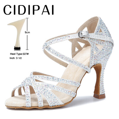 CIDIPAI Latin Dance Shoes Woman Salsa Performance Ballroom Spīdīgi deju apavi iekštelpu ballīšu apavi Zelta sieviešu kāzu apavi