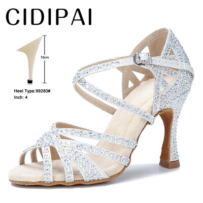 CIDIPAI Latin Dance Shoes Woman Salsa Performance Ballroom Spīdīgi deju apavi iekštelpu ballīšu apavi Zelta sieviešu kāzu apavi