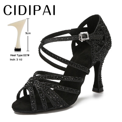CIDIPAI Latin Dance Shoes Woman Salsa Performance Ballroom Spīdīgi deju apavi iekštelpu ballīšu apavi Zelta sieviešu kāzu apavi