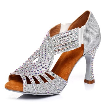 DKZSYIM Rhinestone Latin Dance Παπούτσια Γυναικεία/Γυναικεία χορευτικά Salsa Παπούτσια χορού Μαλακές σόλες Πάρτι/Πανδάλια χορού γάμου Ψηλοτάκουνα