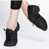 Black Tan Lace Up Geniual Pig ādas deju apavi no bērniem līdz pieaugušajiem kvalitatīviem Oxford Jazz deju apaviem