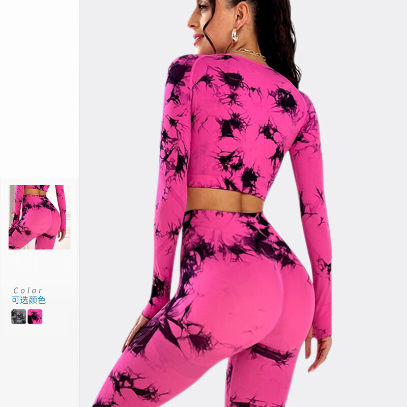 Die Dyed Woman Sports Yoga Fashion 2τμχ Σετ Ψηλόμεση Γυναικεία αθλητική φόρμα GYM Fitness Yoga Ρούχα ropa deportiva mujer gym