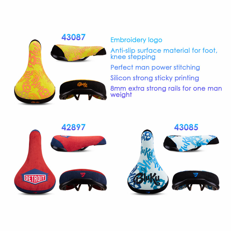 Funsea Bicycle Saddle Wheelie κάθισμα εκτύπωσης σιλικόνης για ποδήλατα Flannelette Καθίσματα ποδηλάτου κέντημα λογότυπο 8mm Ράγα