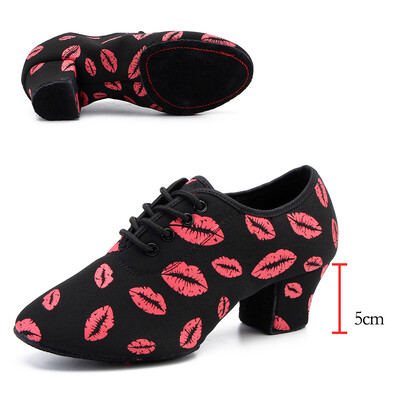 Zīmolu latīņu deju apavi Modernas sieviešu balles tango meitenes sieviešu sporta apavi, sarkanas lūpas, deju apavi 3 cm un 5 cm papēdis