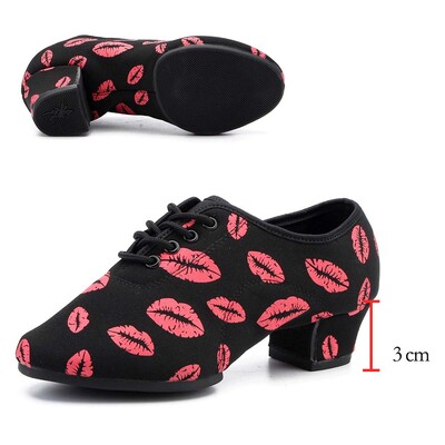 Zīmolu latīņu deju apavi Modernas sieviešu balles tango meitenes sieviešu sporta apavi, sarkanas lūpas, deju apavi 3 cm un 5 cm papēdis