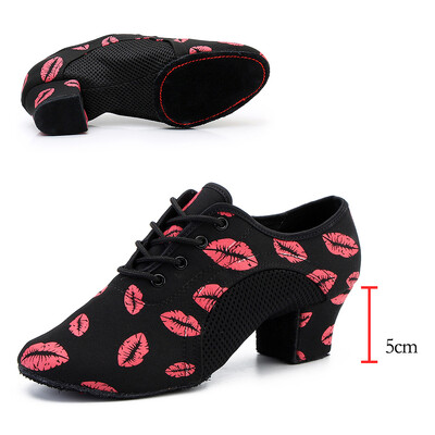 Zīmolu latīņu deju apavi Modernas sieviešu balles tango meitenes sieviešu sporta apavi, sarkanas lūpas, deju apavi 3 cm un 5 cm papēdis