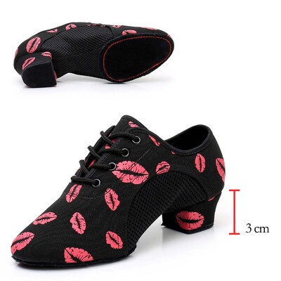 Zīmolu latīņu deju apavi Modernas sieviešu balles tango meitenes sieviešu sporta apavi, sarkanas lūpas, deju apavi 3 cm un 5 cm papēdis