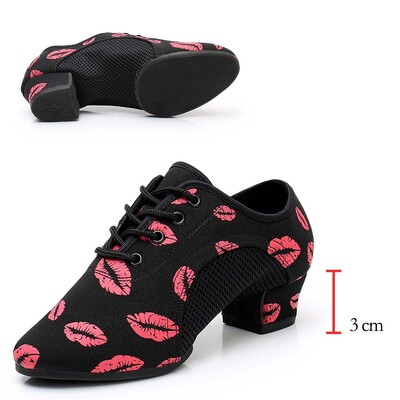 Zīmolu latīņu deju apavi Modernas sieviešu balles tango meitenes sieviešu sporta apavi, sarkanas lūpas, deju apavi 3 cm un 5 cm papēdis