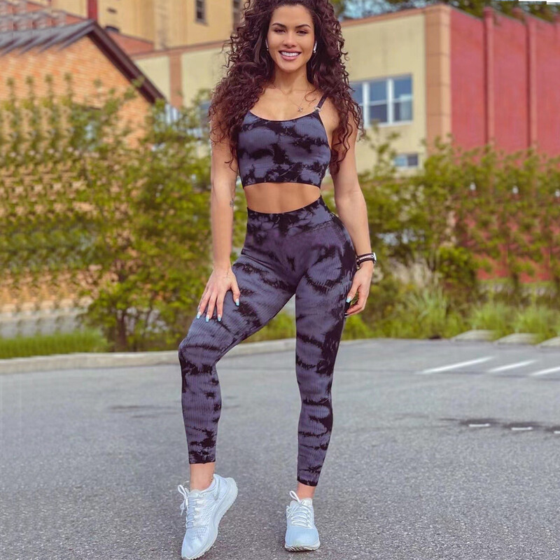 Αθλητικά παντελόνια γιόγκα σουτιέν Εκτύπωση χωρίς ραφές με βαφή γραβάτας Κοστούμι γυμναστικής ψηλόμεσο Αθλητικό σορτς για τρέξιμο Γυναικείο κολάν γυμναστικής