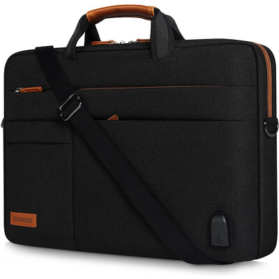 DOMISO 14", 156", 17 collu biezināts daudzfunkcionāls klēpjdatora piedurknes portfeļa soma ar USB uzlādes portu