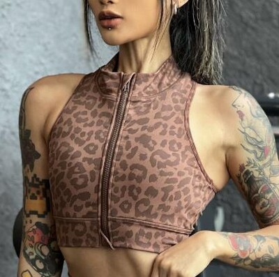 1/2GAB rāvējslēdzējs Leopard Print Sporta vingrošanas jogas komplekti Sieviešu sporta Bdra Scrunch Pants Fitness Legingi Uzvalki Treniņa apģērbi Sieviešu