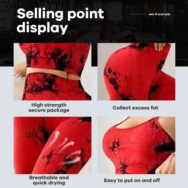 Tie Dye Yoga Γυναικεία φόρμα γυμναστικής Σετ γιόγκα Αθλητικό Σουτιέν γυμναστικής+Κολάν ψηλής μέσης Ρούχα γυμναστικής Αθλητικά κοστούμια χωρίς ραφές