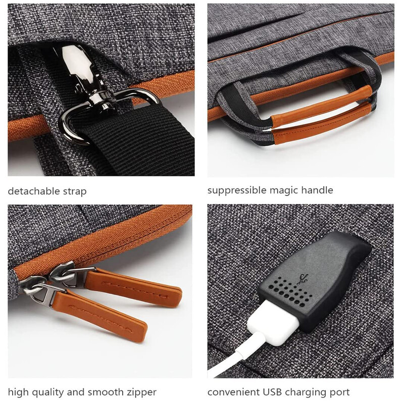 DOMISO 10", 13", 14", 156", 17" ιντσών, πολυλειτουργικό μανίκι φορητού υπολογιστή, επαγγελματικό χαρτοφύλακα Messenger με θύρα φόρτισης USB