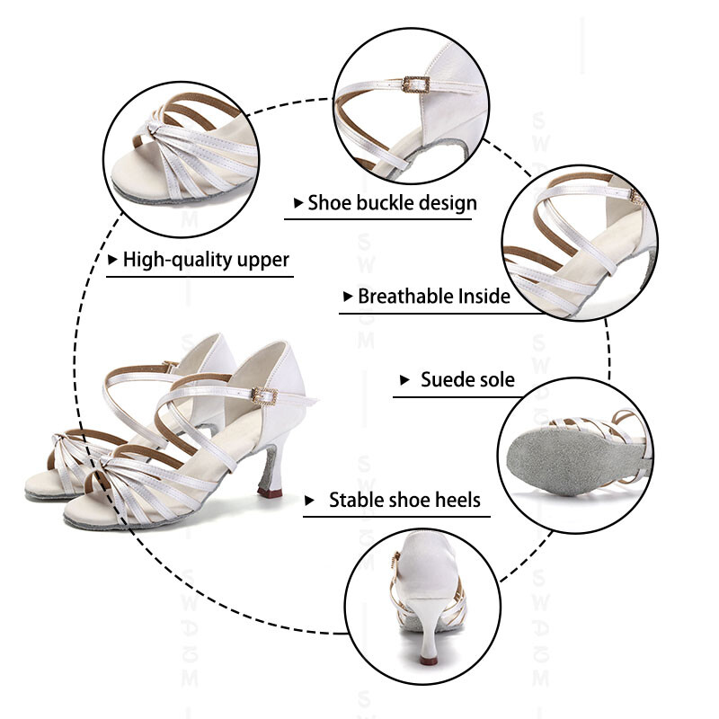 Γυναικεία λάτιν παπούτσια χορού Ψηλοτάκουνα παπούτσια χορού Γυναικεία μοντέρνα παπούτσια χορού Tango Silk Satin Party Σανδάλια Salsa 5/7,5/8,5cm