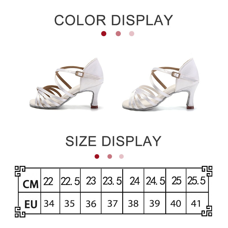 Γυναικεία λάτιν παπούτσια χορού Ψηλοτάκουνα παπούτσια χορού Γυναικεία μοντέρνα παπούτσια χορού Tango Silk Satin Party Σανδάλια Salsa 5/7,5/8,5cm