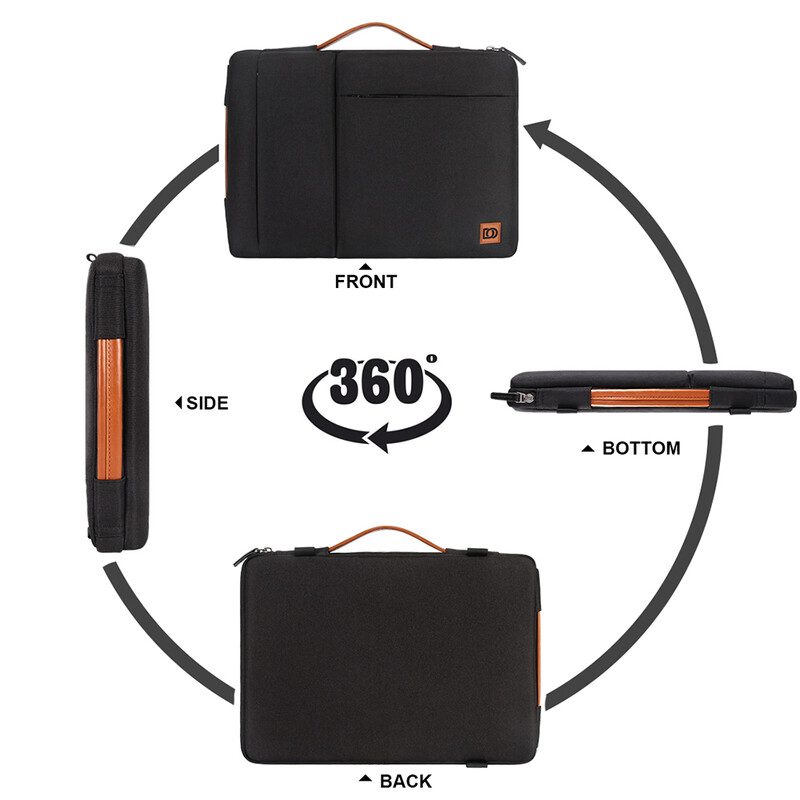 Τσάντα φορητού υπολογιστή με λουράκι πολλαπλών χρήσεων DOMISO με λαβή για 10" 13" 14" 15,6" 17" τσάντα υπολογιστή για φορητούς υπολογιστές αντικραδασμική, μαύρη