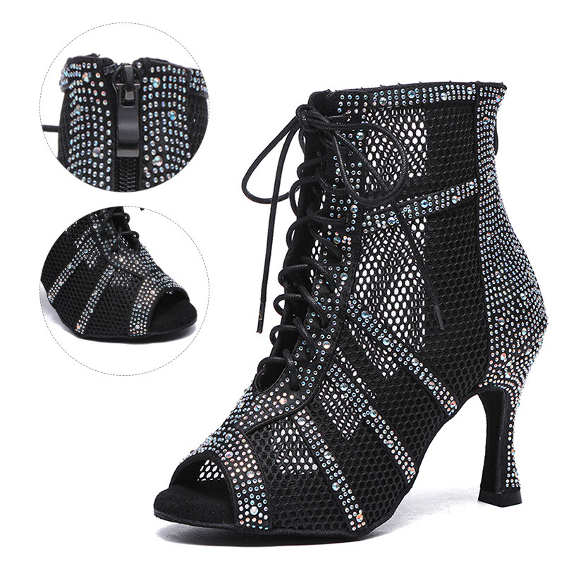 Γυναικείες μπότες χορού για κορίτσια Latin Rustle Dance Jazz Παπούτσια Full Shiny Rhinestone Dance Boots Προσαρμοσμένα ψηλοτάκουνα