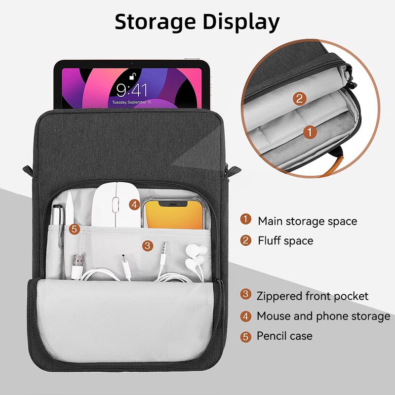 Klēpjdatora rokassomas vāciņš priekš Macbook Air & Pro 11 12 13 collu ūdensnecaurlaidīgs piezīmjdatora soma 9 līdz 13 collu planšetdatora vairākām kabatām.