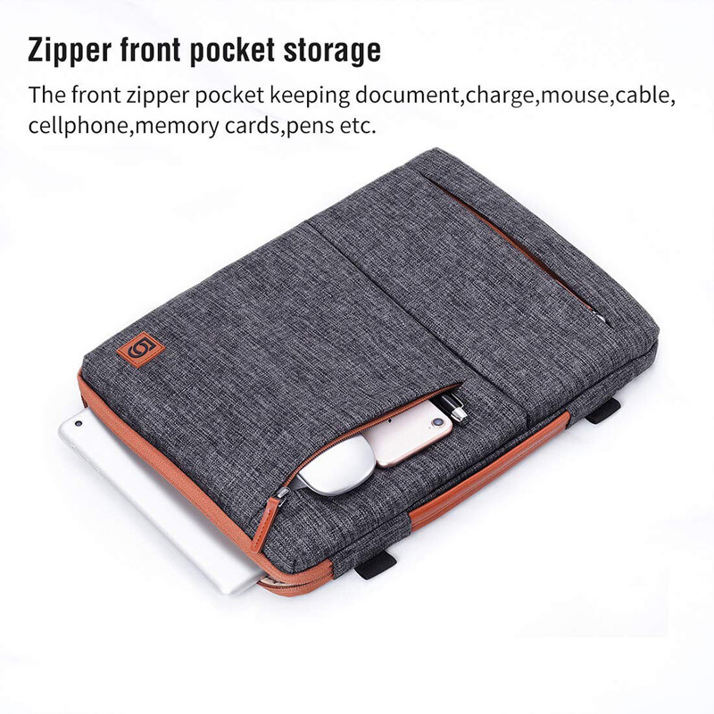 Daudzfunkcionāla siksna klēpjdatora piedurkņu soma ar 2 rokturiem 10" 13" 14" 15,6" 17" klēpjdatora triecienizturīga datora piezīmjdatora soma, pelēka