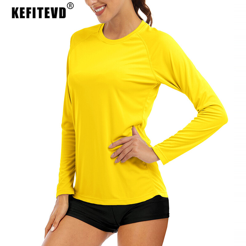 KEFITEVD Brzosušeće ženske majice dugih rukava UPF 50+ Zaštita kože od sunca/UV zraka Prozračne lagane majice za plivanje na otvorenom