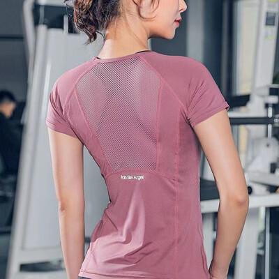 Sieviešu vasaras sporta veidi ar īsām piedurknēm ātri žūstošs, elpojošs jogas T-krekls Slim Fit fitnesa treniņiem, skriešanas jogas sporta apģērbs