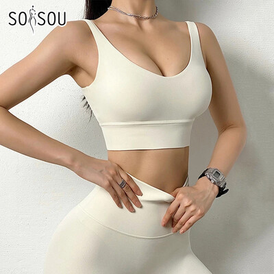 SOISOU neilona treniņtērpi Sieviešu jogas komplekts sporta tērps sporta zāle fitnesa krūšturi legingi Sieviešu atpūtas apģērbi Crop Tops Sexy 18 Colors