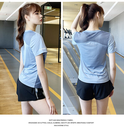 Moterų sportinė apranga Jogos drabužiai Moteriški sportiniai marškinėliai didesnio dydžio viršutiniai kūno rengybos drabužiai bėgimui