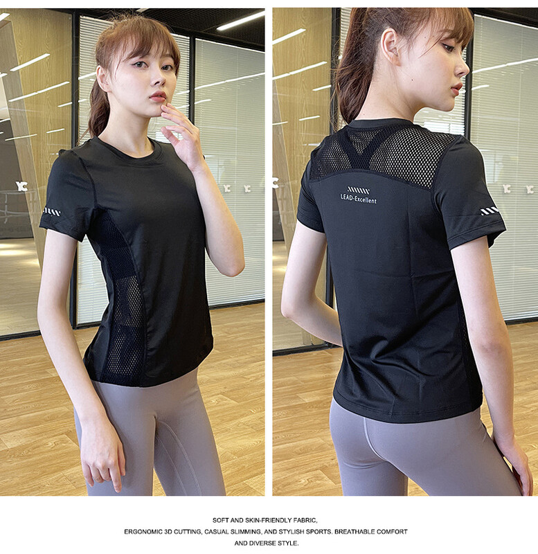 Moterų sportinė apranga Jogos drabužiai Moteriški sportiniai marškinėliai didesnio dydžio viršutiniai kūno rengybos drabužiai bėgimui