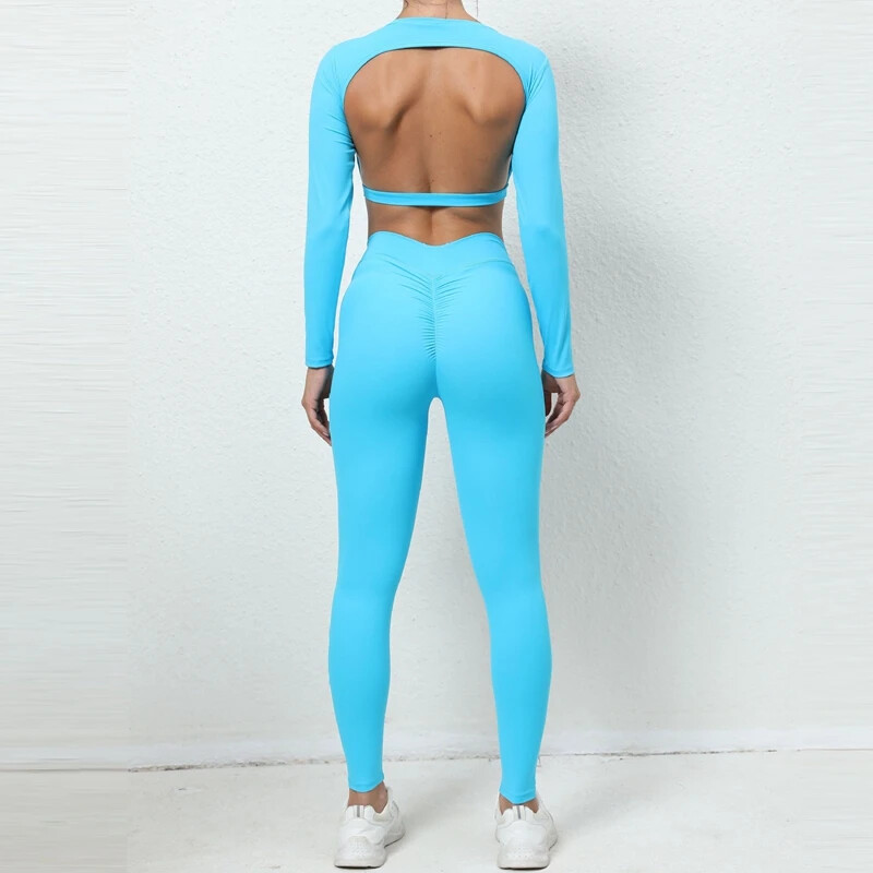 Trenažieru zāles komplekts Sieviešu jogas apģērbu treniņu komplekti Sieviešu 2024. gada sporta apģērbs sievietēm ar garām piedurknēm sporta apģērbs, rozā sarkans, treniņtērps