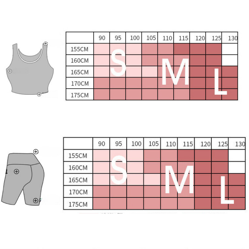 Divdaļīgi komplekti Sieviešu treniņu komplekts Kontrastējošas Krāsas Fitnesa Apģērbs Apgriezti šorti Sporta zāle Sporta jogas komplekts Legingi