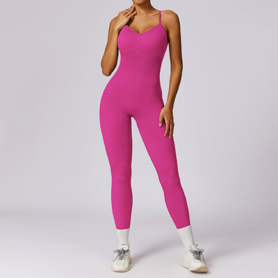 NCLAGEN sieviešu bezšuvju kombinezons Fitness bez aizmugures komplekts Scrunch Butt High Elastic Workout Siāmas sporta apģērbs viengabala jogas uzvalks