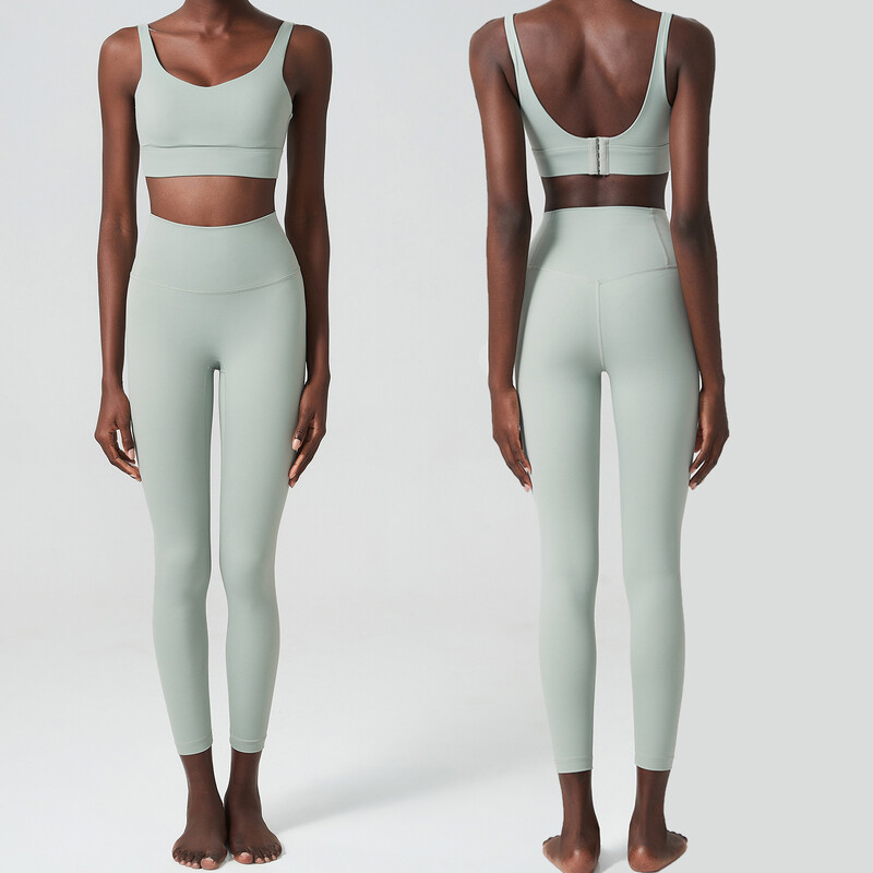 Divu gabalu fitnesa jogas komplekts sievietēm vienkrāsains, sviests, mīksts sporta tērps, elpojošs treniņš, skriešanas sporta apģērbs, sieviešu apģērbs