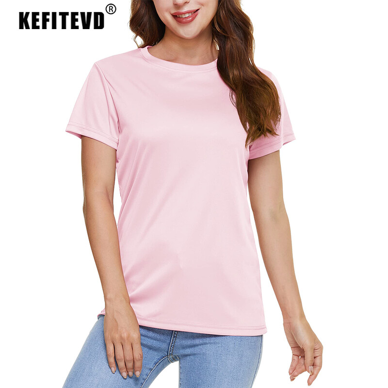 KEFITEVD vasaras UPF 50+ T-krekls sieviešu ātri nožūst skriešanas krekli ar īsām piedurknēm Sporta zāles Sprot pārgājienu t-ī skriešanas joga, UV aizsardzība, augšdaļa