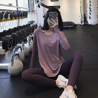 Brīvs T-krekls treniņam ar garām piedurknēm joga sievietēm Sporta T-krekli Sieviešu Fitness Skriešana Sporta zāle Blūze Treniņš Sieviešu apģērbi
