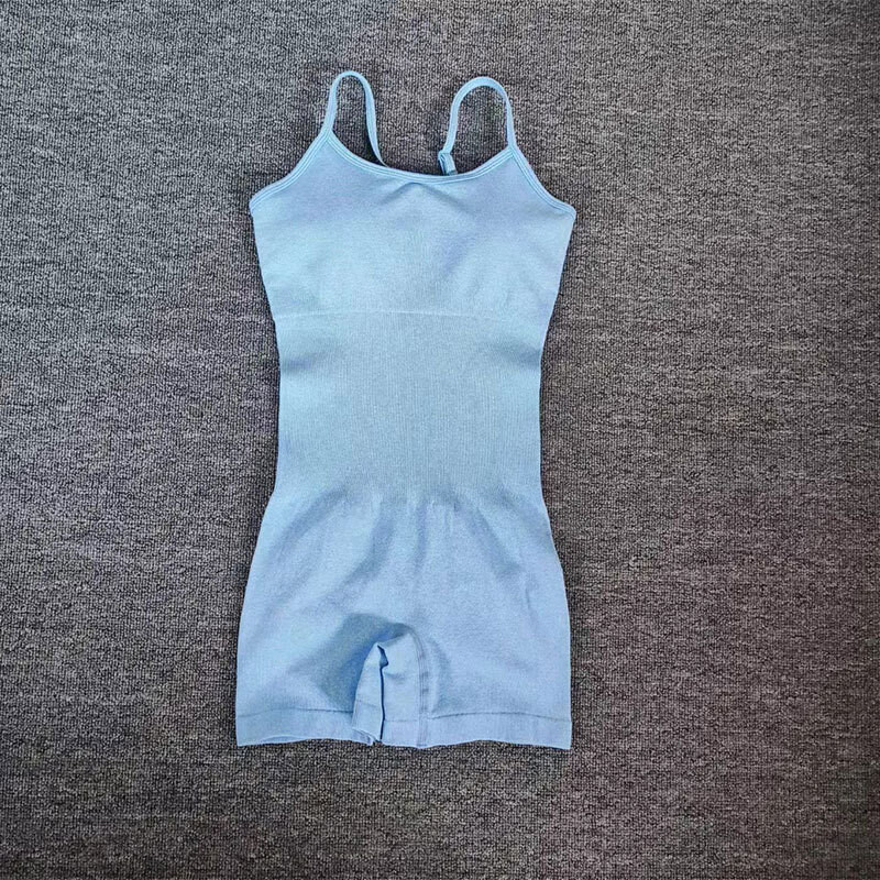 Jogas komplekts Sieviešu fitnesa rombiņi Seksīgi viengabala siksniņa vēdera kontrolei polsterēts sporta krūšturis treniņiem Jumpsuits sporta apģērbs