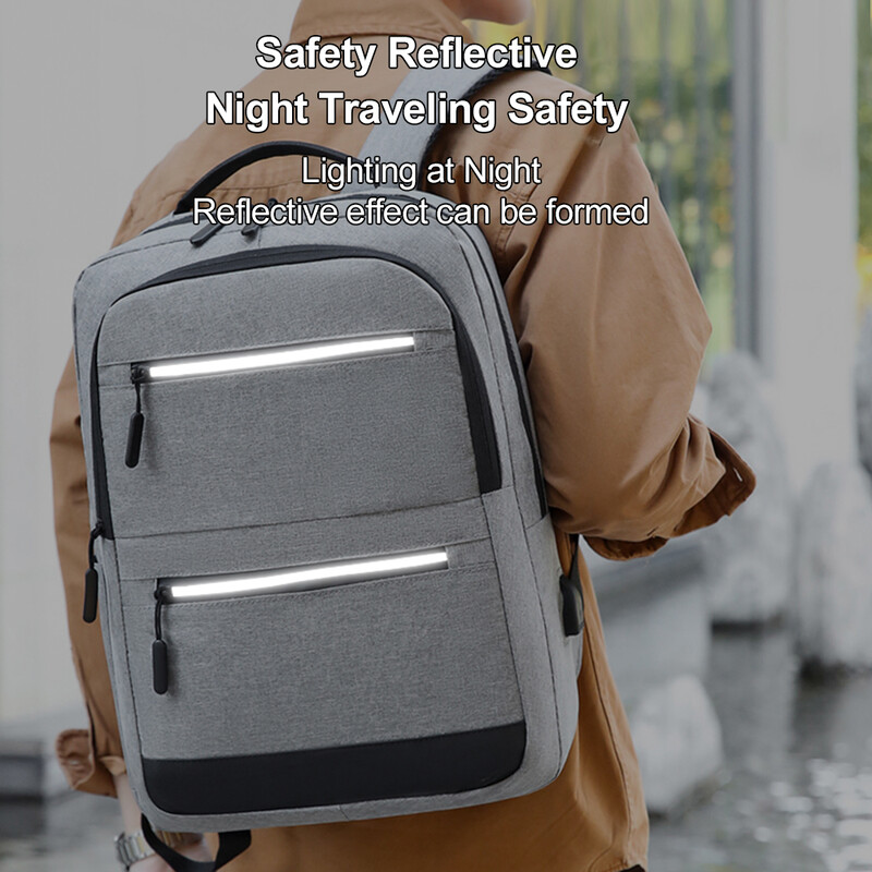 15,6 collu klēpjdatora un planšetdatora mugursoma, vairāku kabatu, ūdensnecaurlaidīga Oksfordas auduma atstarojoša sloksne, USB interfeisa soma