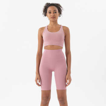 SOISOU Nylon Yoga Set Gym Two Piece Sets Дамски сутиен Топ Дамски шорти за колоездене Спорт Фитнес Спортно облекло 45 цвята Дамско облекло