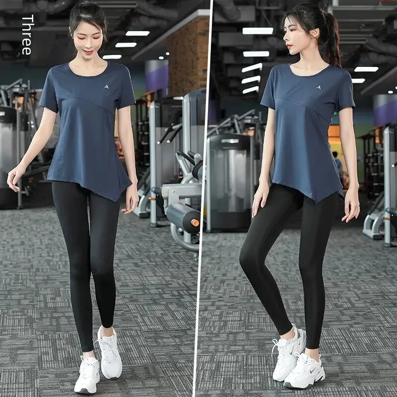 Profesionāls skriešanas sporta krekls ar īsām piedurknēm sievietēm fitness vasaras trenažieru zāle, tievēšana, augsta elastība, ātri žūstošs jogas tops