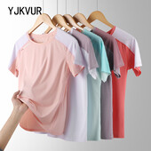YJKVUR vasariniai marškinėliai moteriški, patogūs, kvėpuojantys, sportiški trumpomis rankovėmis trumpomis rankovėmis tempiami marškinėliai Greitai džiūstantys sporto salės sportiniai bėgimo marškinėliai