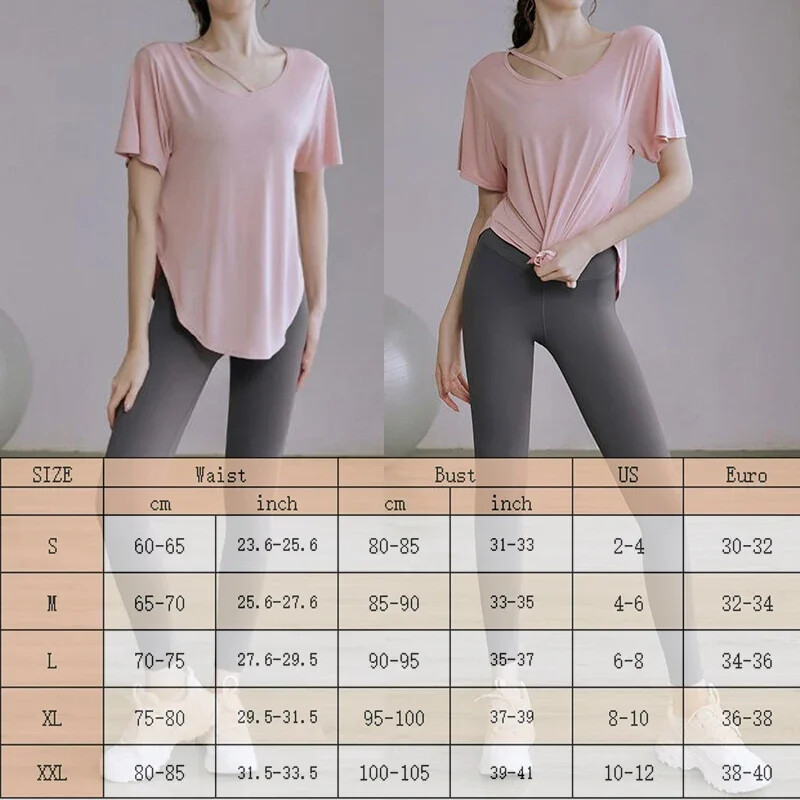 Aiithuug sānu šķēluma jogas topi ar slīpu siksnu sieviešu elpojošs t-paids, viegls, mitrums novadošs Pilates sporta zāles pārklājums