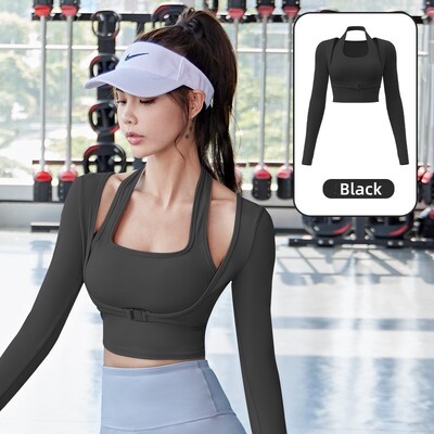 Divdaļīgs komplekts Sieviešu treniņu zālei jogas komplekts Fitnesa sporta apģērbs Crop Top sporta krūšturis Bezšuvju legingi Active Wear Apģērba uzvalks