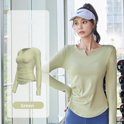 Sievietēm ar garām piedurknēm Crop Top sporta zāles skriešanas legingi Rudens bezšuvju joga elastīga fitnesa treniņa sporta apģērbs