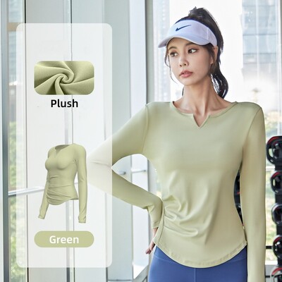 Sievietēm ar garām piedurknēm Crop Top sporta zāles skriešanas legingi Rudens bezšuvju joga elastīga fitnesa treniņa sporta apģērbs