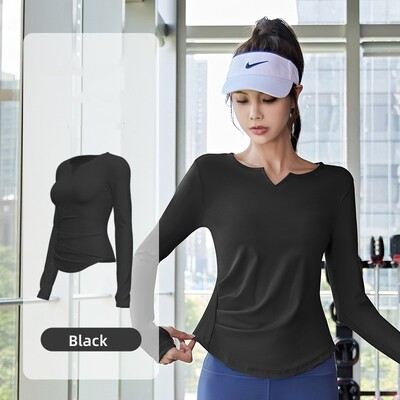 Sievietēm ar garām piedurknēm Crop Top sporta zāles skriešanas legingi Rudens bezšuvju joga elastīga fitnesa treniņa sporta apģērbs