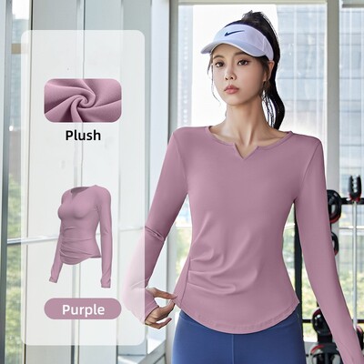 Sievietēm ar garām piedurknēm Crop Top sporta zāles skriešanas legingi Rudens bezšuvju joga elastīga fitnesa treniņa sporta apģērbs