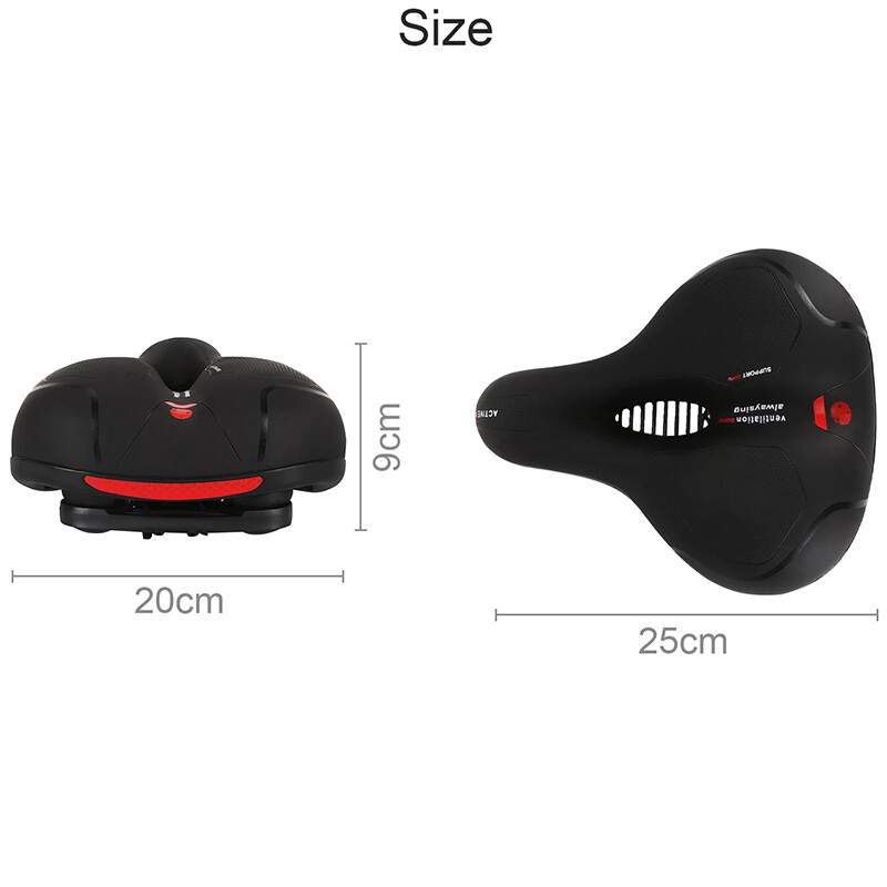 Velosipēda sēdekļa velosipēda sēdeklis ar aizmugurējo lukturi kalnu spilvenu velosipēda lielais dibens, paplašināts mīksts sēdeklis, ērti sēdekļa velosipēda piederumi