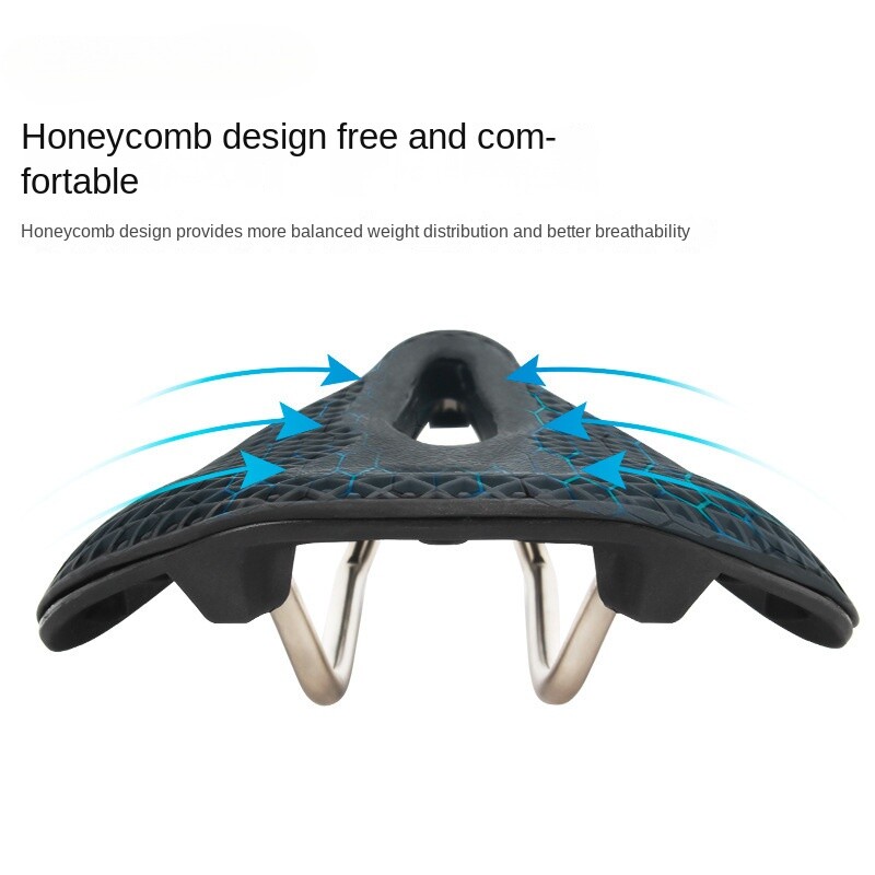 Kalnu ceļa velosipēda sēdekļa spilvens ar dobu, elpojošu ērtu un triecienu absorbējošu šūnveida 3D struktūras sēdekļu spilvenu